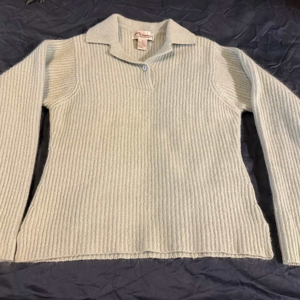 Norm Thompson Sky Blue V-Neck Sweater - Picture 5 of 10